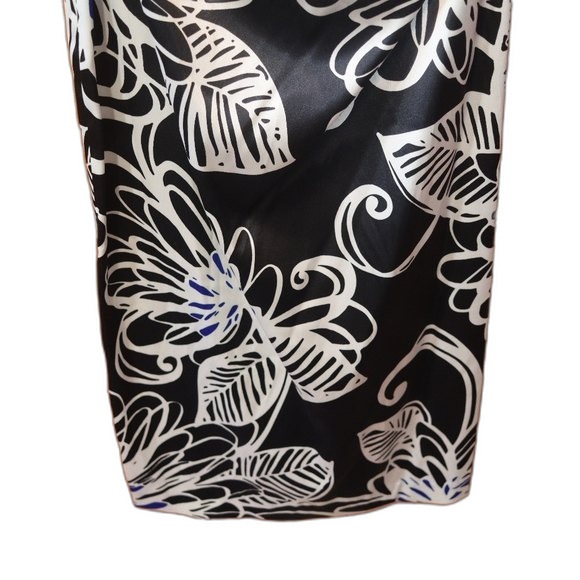 Maggie London Black White Seaside Floral Midi V-Neck Dress 12 Semi-Formal Spring - Picture 7 of 13